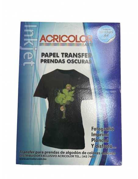 Papel Transfer Prendas Oscuras A4, Acricolor