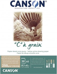 Bloc C à Grain, ocre 30h A3 250gr, CANSON