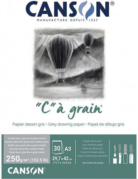 Bloc Cagrain, gris 30h A3 250gr, CANSON