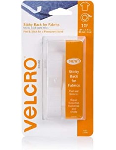 Tira blanca con adhesivo para telas, VELCRO